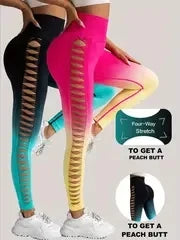 2 Pack US Local Women’s Gradient Hollow Out Yoga Pants