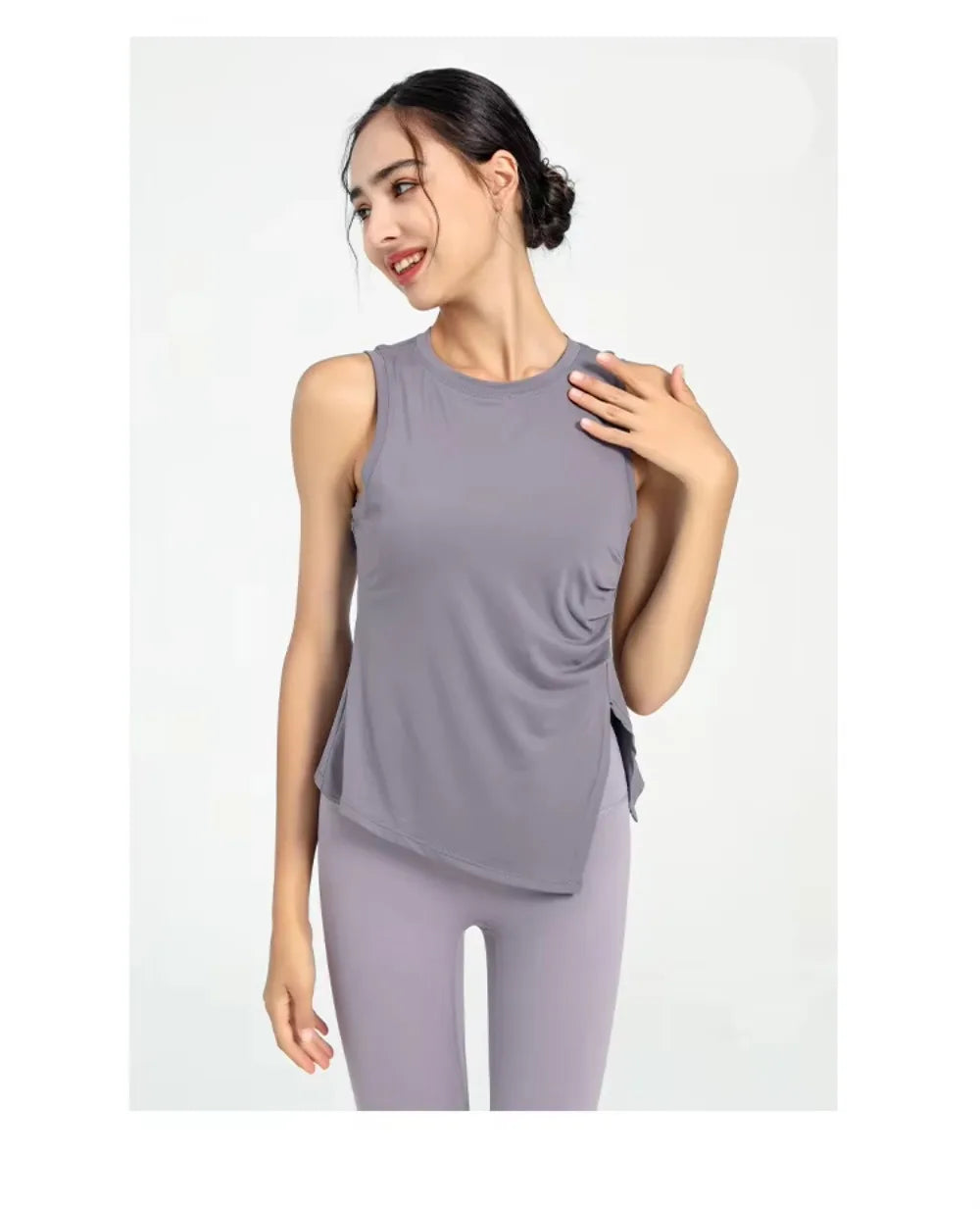 Slit Women's Sports Vest High Stretchy Yoga Pilates Cropped Vest Top for Fitness  Workout BreathableTank Top Female Sportswear