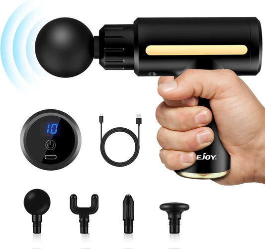 Sejoy Massage Gun Relaxation Deep Tissue Percussion Muscle Relax Massager 10 Speed 4 Heads