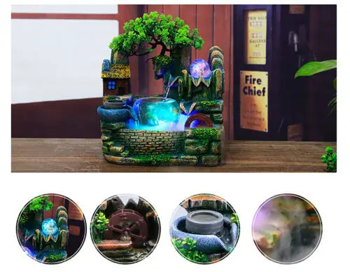 Desktop Fountain Waterfall Fish Bowl Feng Shui Indoor Ornament