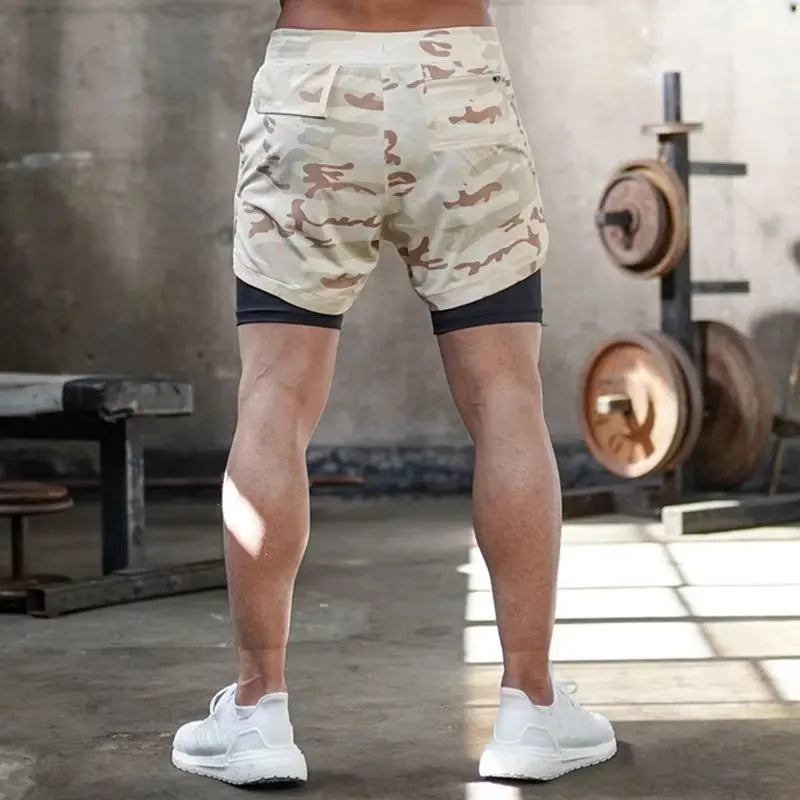 Mens 2 in 1 Running Shorts 5 Inch Quick Dry Athletic Shorts