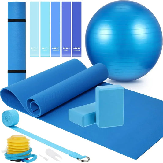 10 Pcs Yoga Starter Kit Include Yoga Mat, Blocks, Strap, Ball, Bands