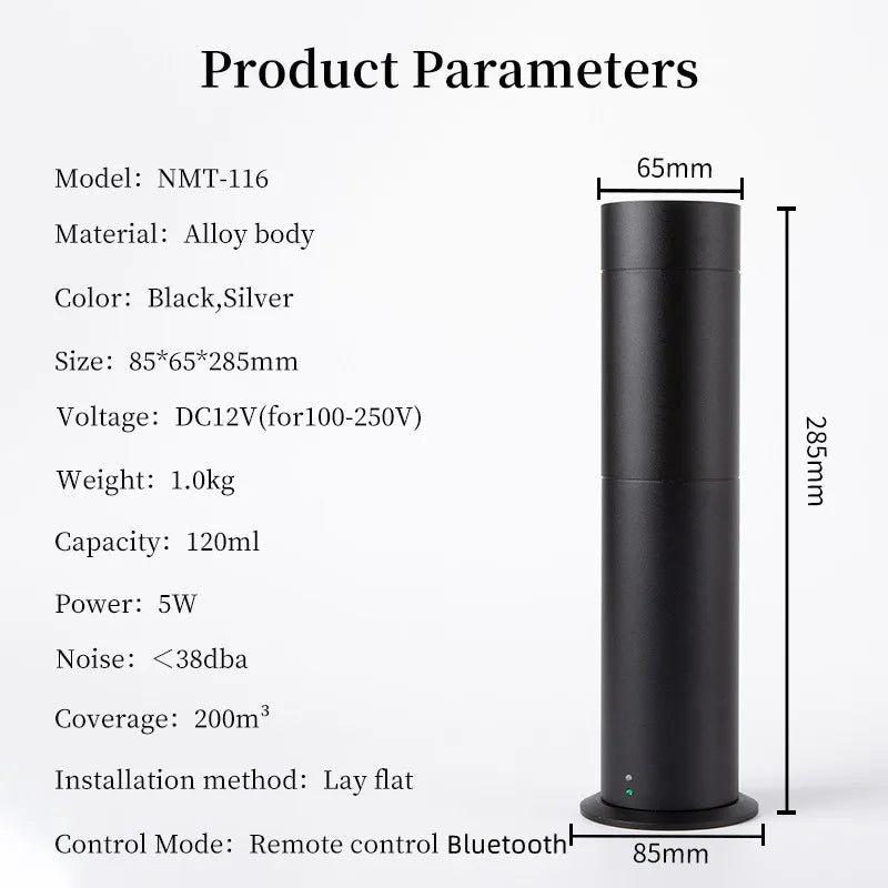 Aroma Diffuser 360 Scents Column Perfume Air Purifier Metal Material 120ML Capacity Mini Pro Scent Freshener