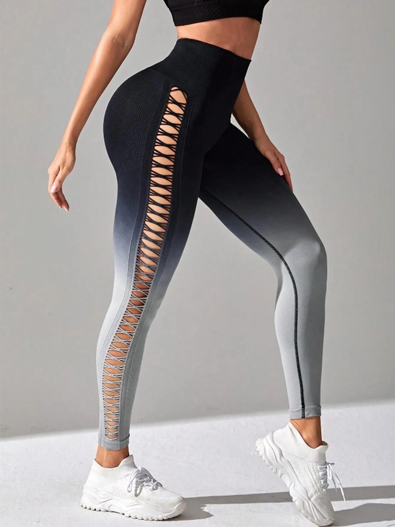2 Pack US Local Women’s Gradient Hollow Out Yoga Pants