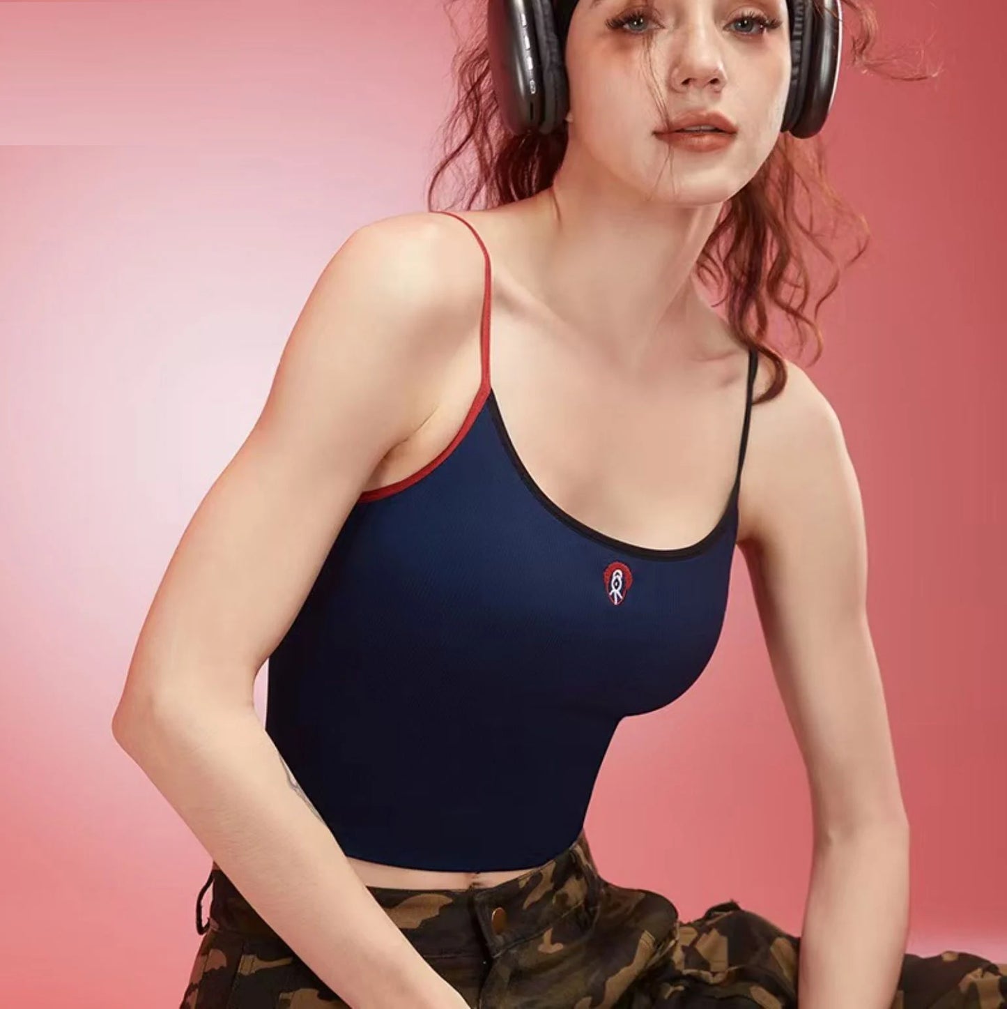 Women's Impact Activity Strap Sports Vest Yoga Vest with Pads Fitness Tank Top Open Back Gym Running Workout Halter Top Camisole