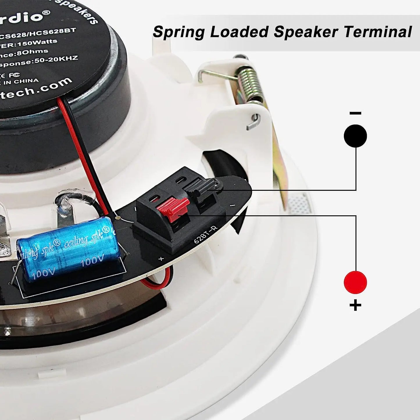 Herdio 6.5'' 4PCS Bluetooth In Ceiling Speakers 600W 2-Way Flush Mount Speakers System With Wall Amplifier Receiver For Bathroom