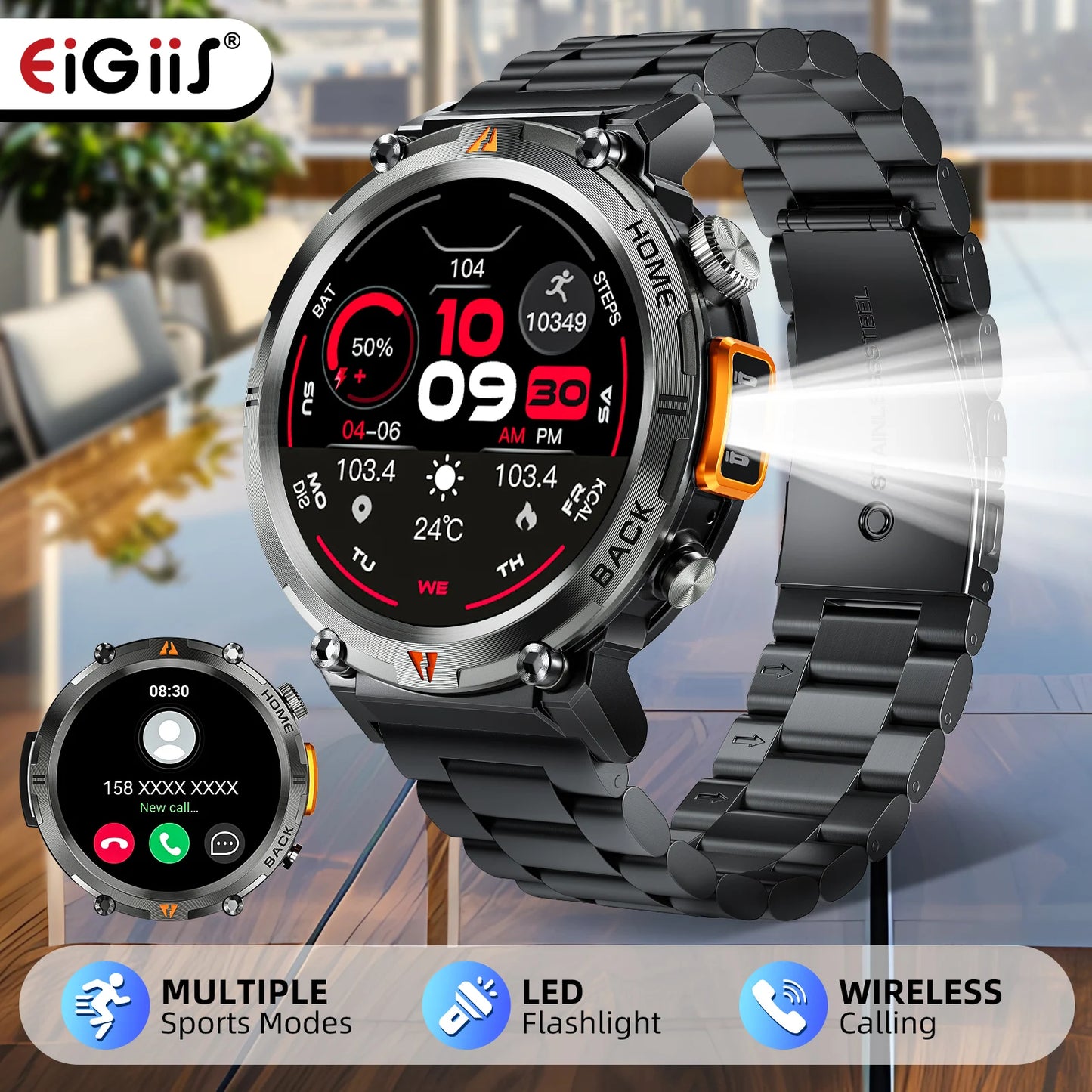 EIGIIS 2024 New KE3 Bluetooth Call Smart Watch Men Full Touch