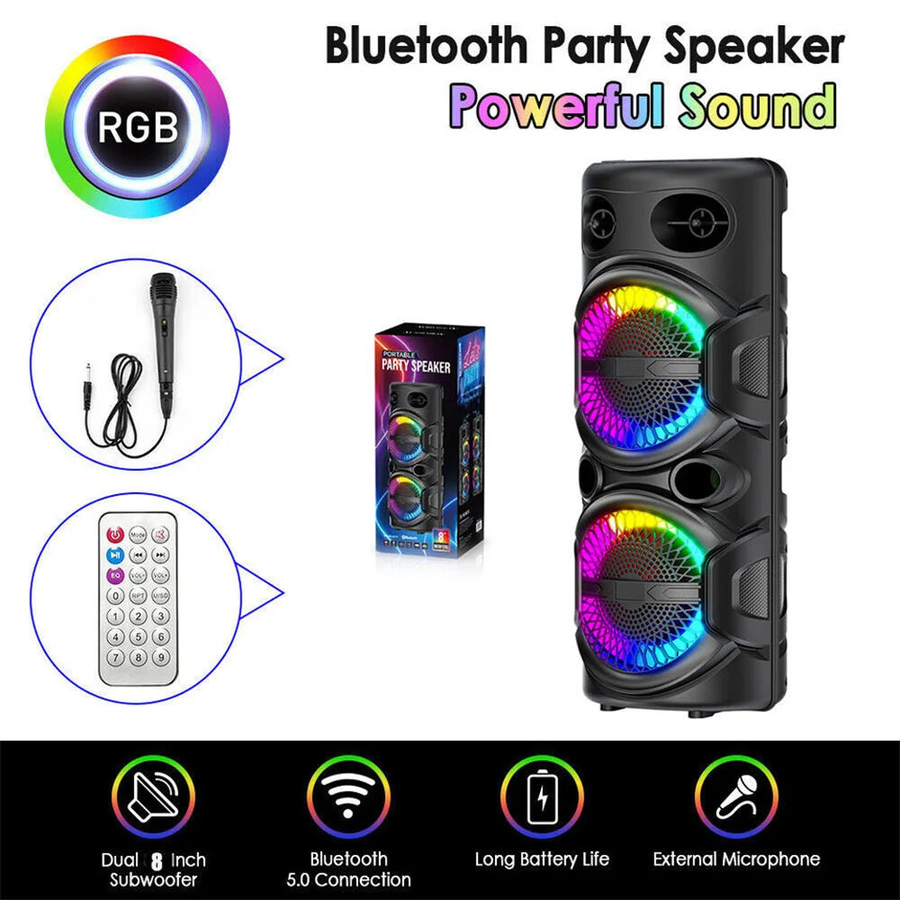 3000W Portable Bluetooth Speaker Subwoofer Heavy Bass Sound System Party DJ Karaoke Rechargeable Loud Speaker