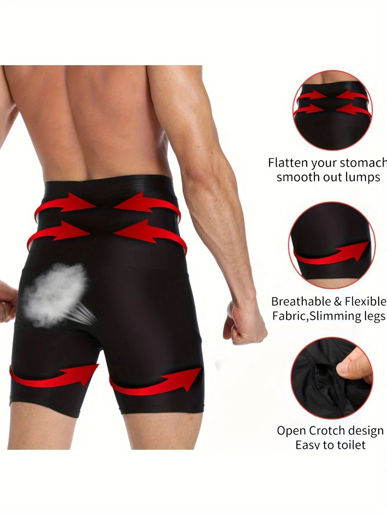 Men's silicone shorts, high waisted shapewear, tight fitting abdominal underwear, flat angle underwear, sports and fitness train