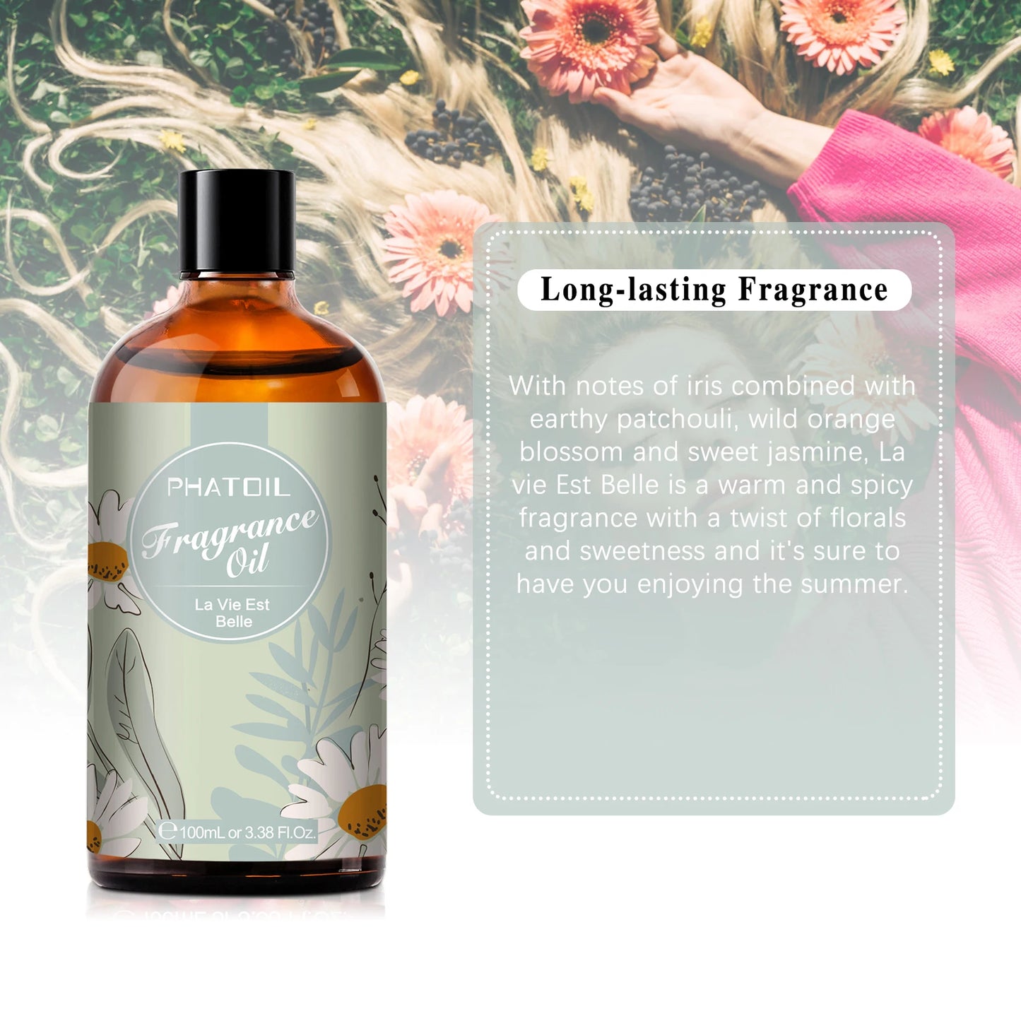PHATOIL 100ml  White Musk Fragrance Essential Oil  Fresh Linen Honeysuckle Peach Orange Blossom for Aroma Candle Soap Making
