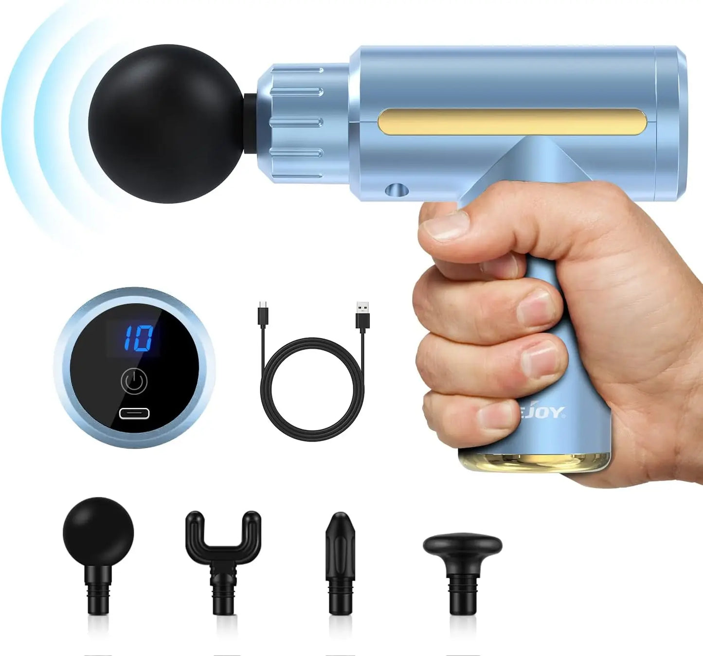 Sejoy Massage Gun Relaxation Deep Tissue Percussion Muscle Relax Massager 10 Speed 4 Heads