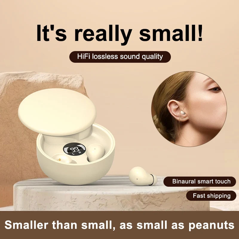 SK26 Bluetooth 5.4 Wireless Earphones Small Earbuds Sleeping Sport Invisible Headphones Bass Sound Quality Headset Sliding Cover
