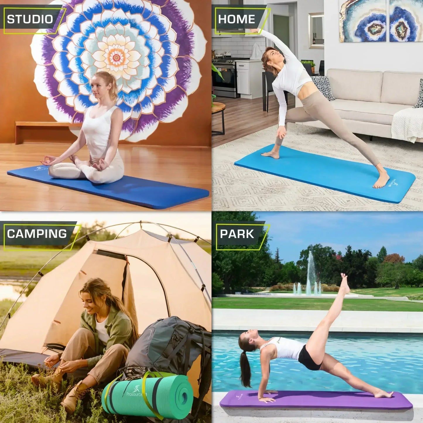 Extra Thick Yoga and Pilates Mat 1/2-inch or 1-inch Thick for Fitness