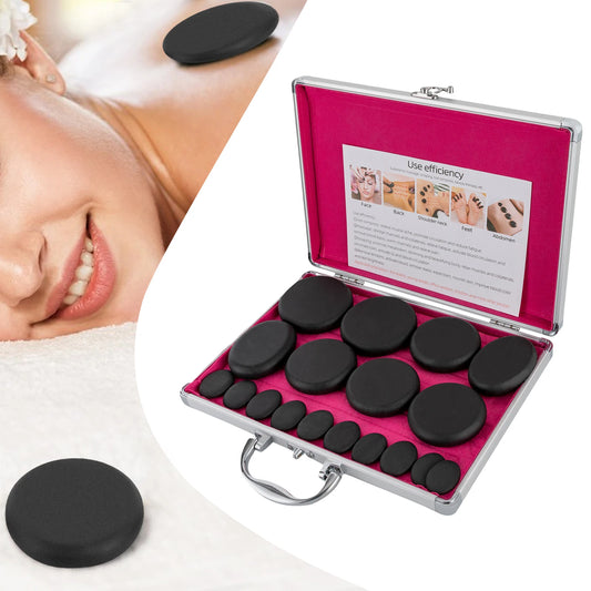 Hot Stones Massage Set with Heater Box 16 Essential Stones