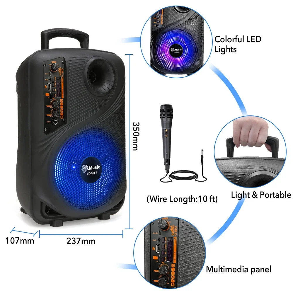 2000W Portable Bluetooth Speaker Sub woofer Heavy Bass Sound System Party+Remote