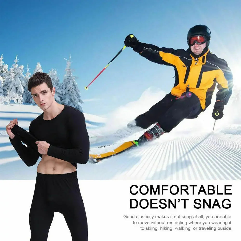 Men's Fleece Lined Thermal Underwear Set Motorcycle Skiing Base Layer Winter Warm Long Sleeve Johns Shirts and Bottoms