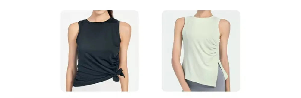 Slit Women's Sports Vest High Stretchy Yoga Pilates Cropped Vest Top for Fitness  Workout BreathableTank Top Female Sportswear