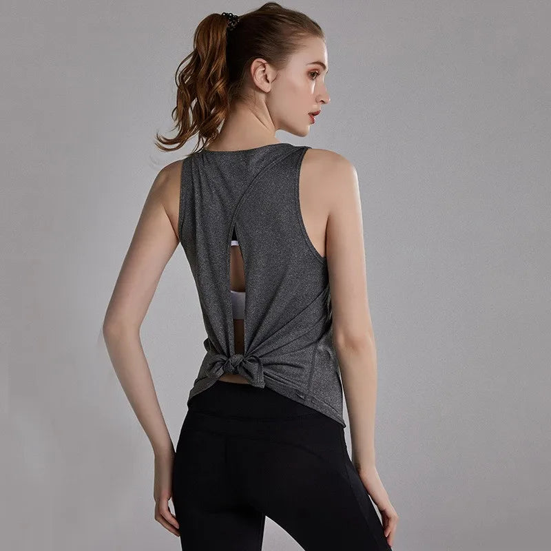 Women's Sleeveless Gym Shirts Tops Yoga Sports Vest Fitness Loose Sport Shirts Female T-Shirts for Workout Exercise Tank Tops
