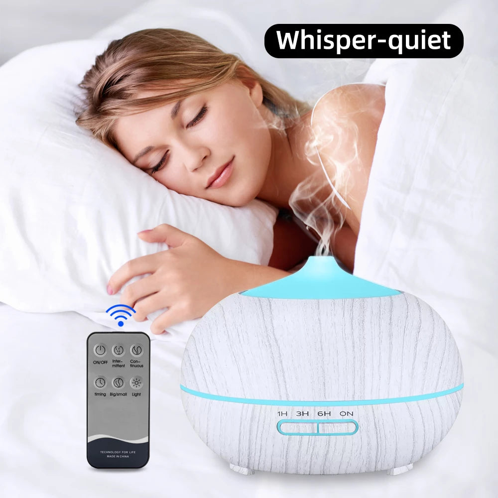 550ml Home Essential Oil Aroma Diffuser with Remote 7 LED Colors and 6 Oils Ultrasonic Humidifier
