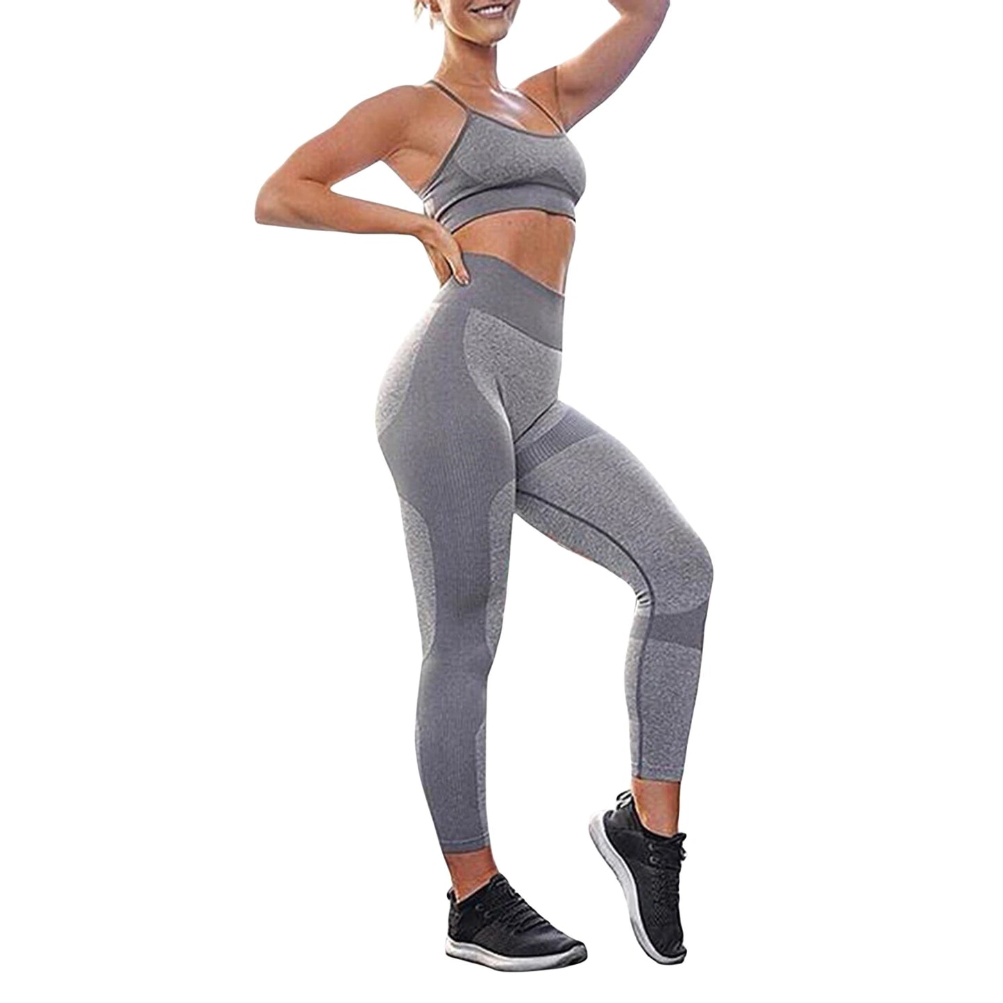 Women s Yoga Outfit Sleeveless Crop Top and High Waist Leggings 2-Piece Workout Set in Vibrant Colors