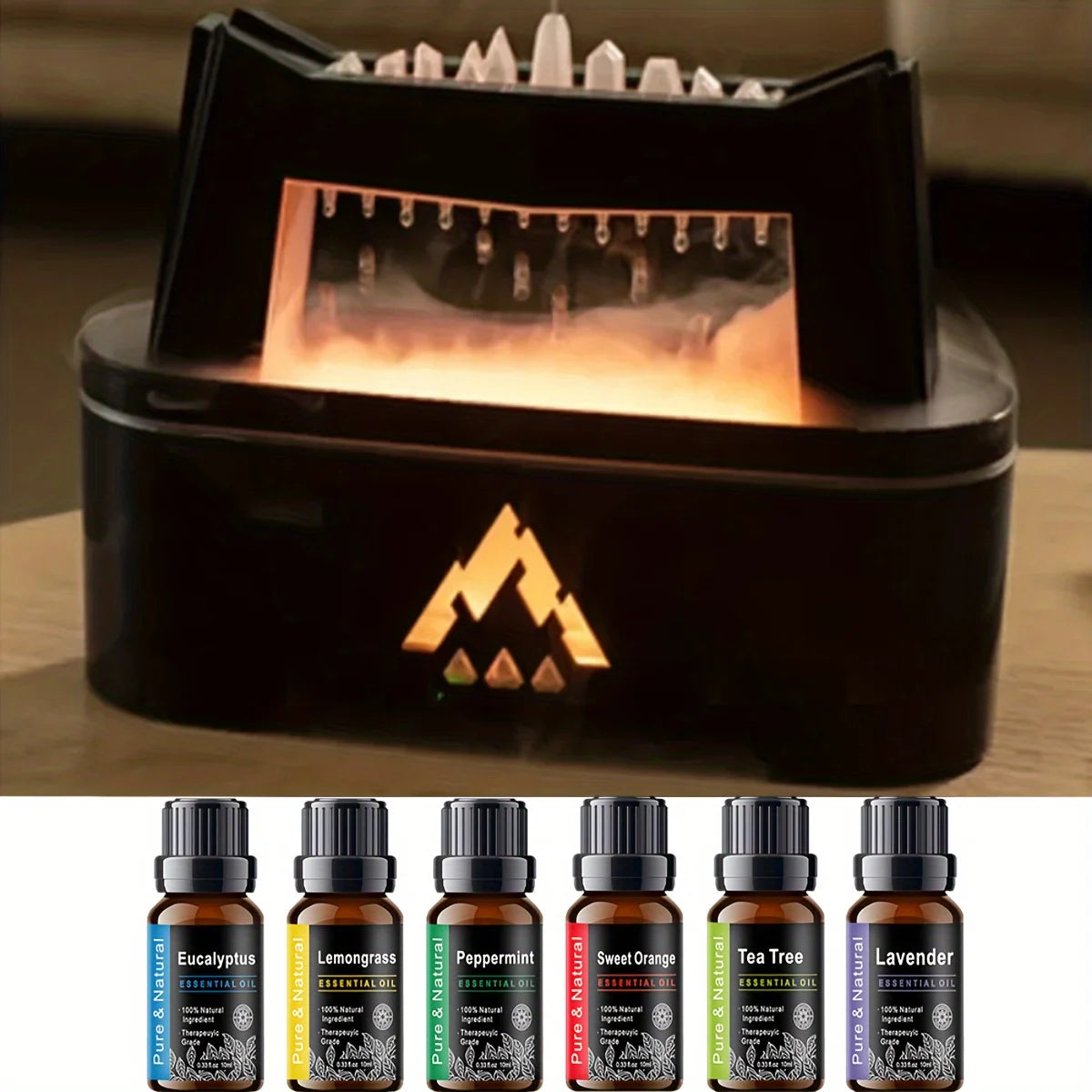 10.14oz Aroma Diffuser Cloud Rain Humidifier Essential Oil Diffuser Water Drop Sounds Flame/Blue Light Raindrop Humidifier For H
