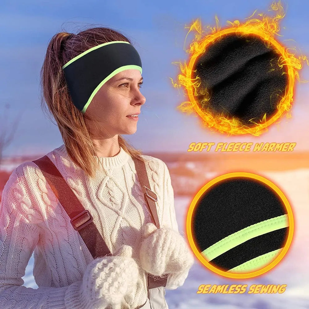 Winter Fleece Ponytail Headband Earmuffs for Running Yoga Skiing Cycling Ear Muffs Skiing Outdoor Sports Ear Warmer Sweatband