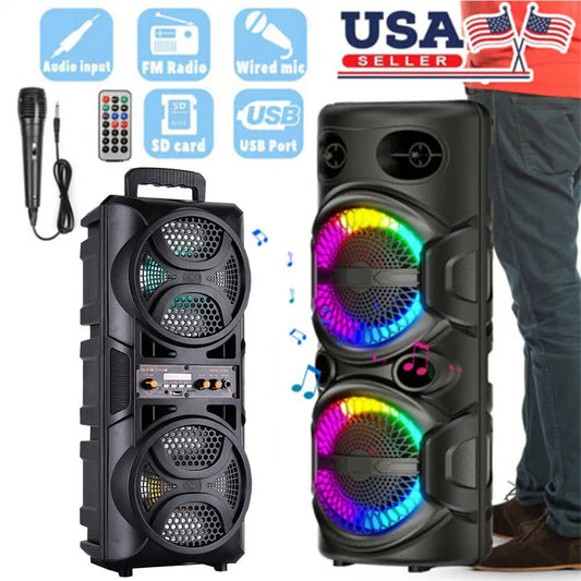 3000W Portable Bluetooth Speaker Subwoofer Heavy Bass Sound System Party DJ Karaoke Rechargeable Loud Speaker
