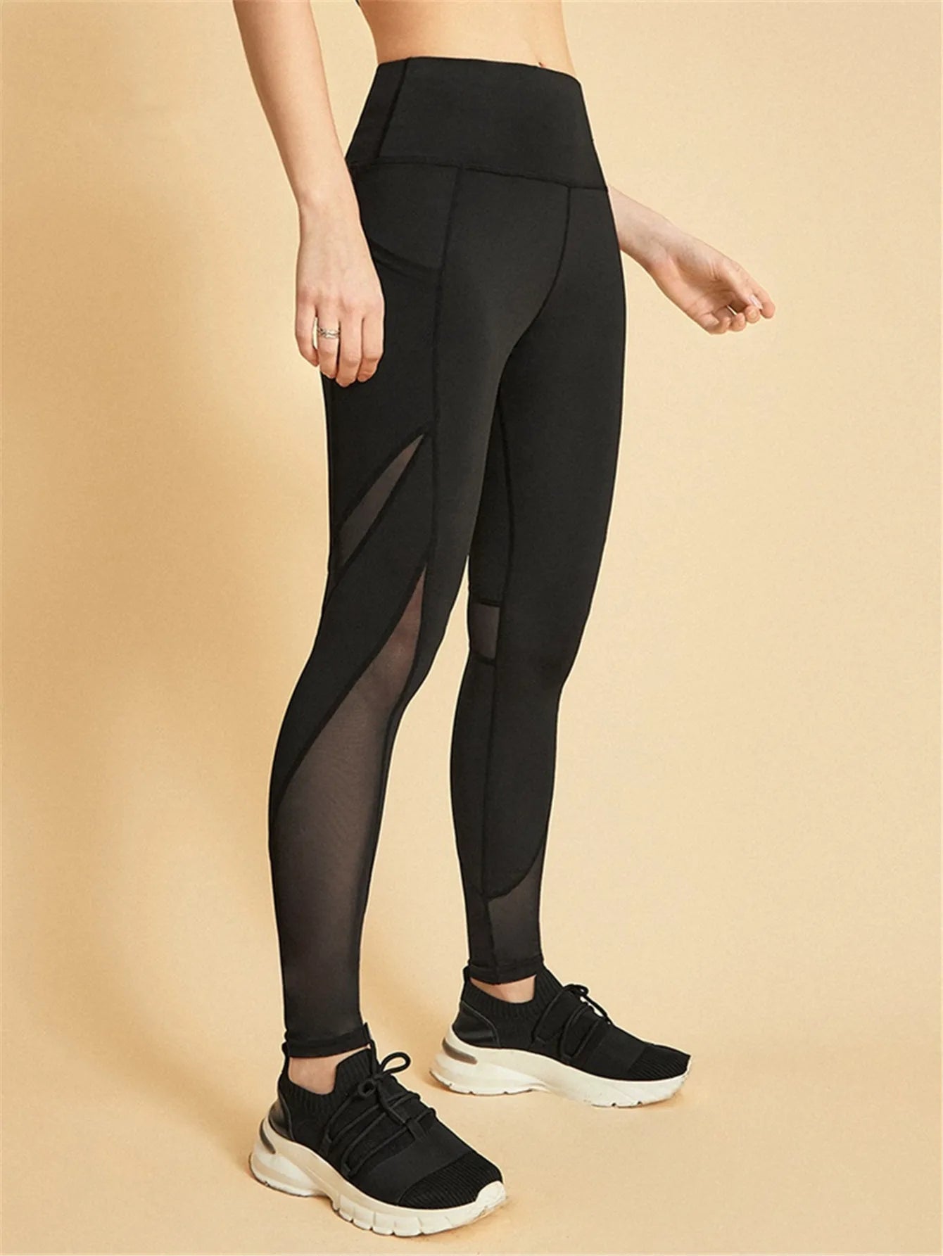 Butt Lifting Slimming Training Yoga Wrinkle-resistant Contrast Mesh Women Sports Legging