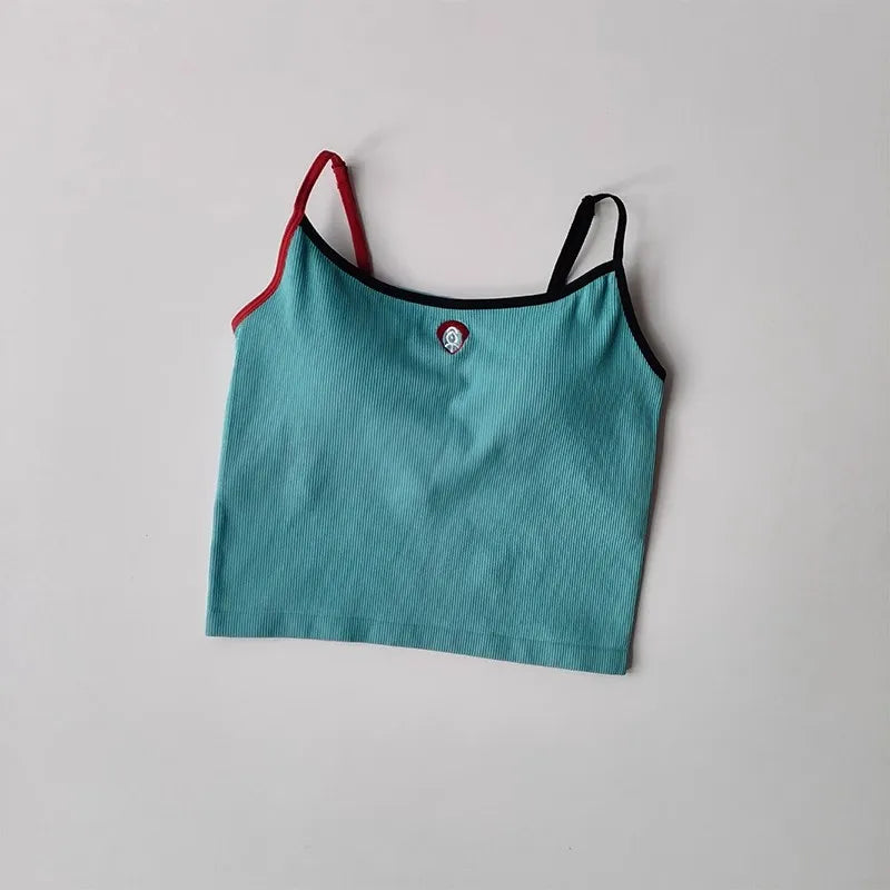 Women's Impact Activity Strap Sports Vest Yoga Vest with Pads Fitness Tank Top Open Back Gym Running Workout Halter Top Camisole