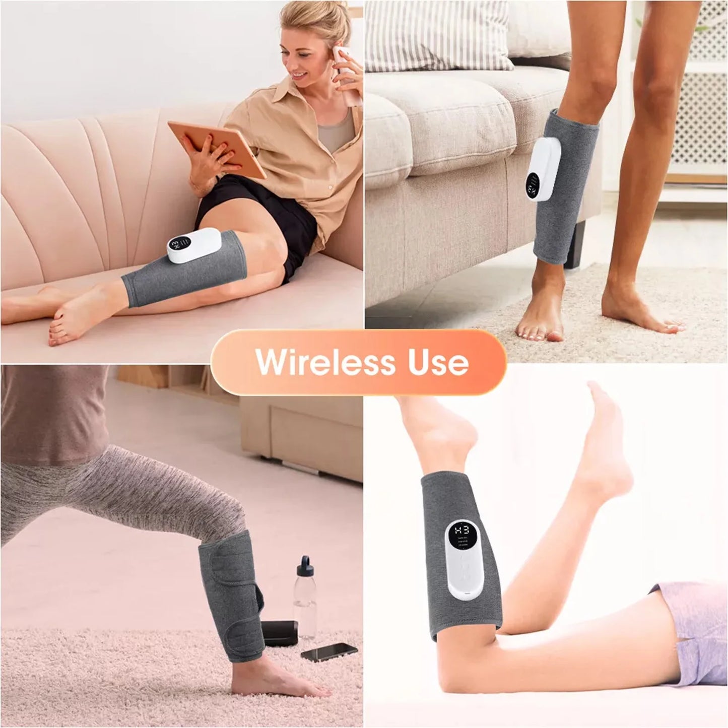 Smart Heating Leg Massage Machine Air Compression USB Rechargeable Wireless Leg Massager