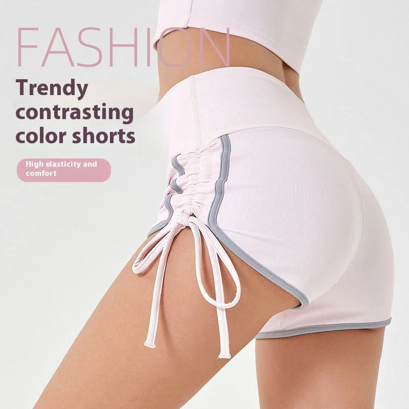 Women's Thin Drawstring Sports Yoga Shorts High Elastic Fitness
